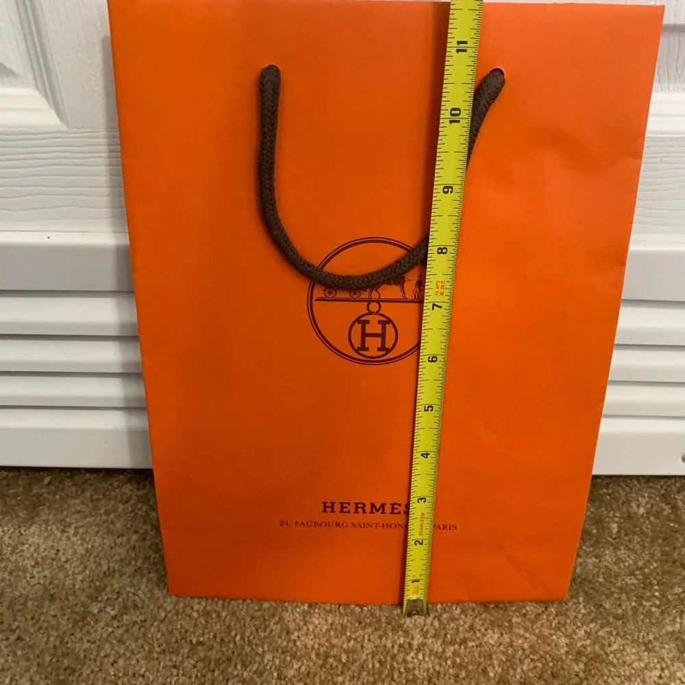 HERMES New Authentic Iconic Orange Paper Shopping Gift Bag